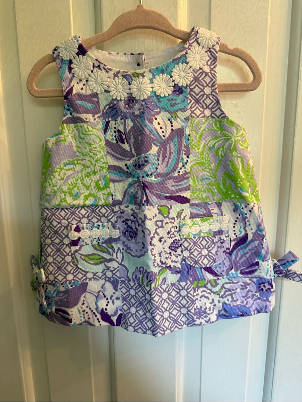 Lilly Pulitzer Girls' Patchwork Floral Tank Dress in Purple & Green